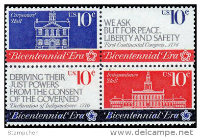 1974 USA Continental Congress Stamps Sc#1543-46 1546a Architecture Peace Independence History - Other & Unclassified