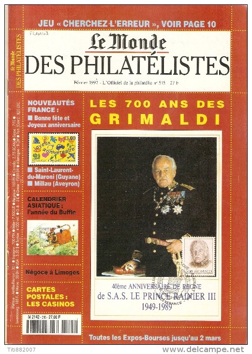 Le Monde Des Philatélistes  -   N° 515  -   Février 1997 - Französisch (ab 1941)