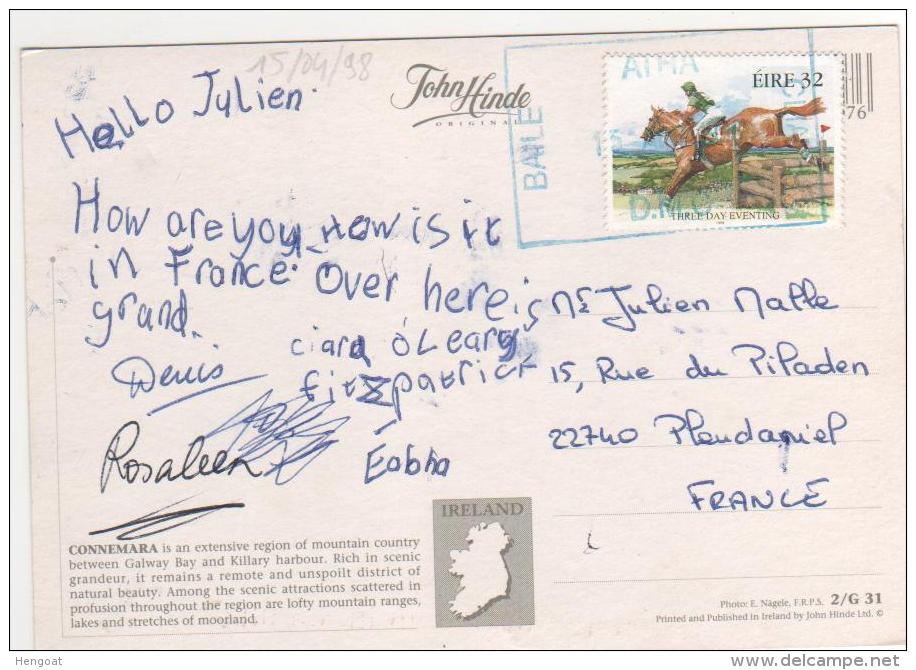 Beau Timbre Yvert " Cheval , équitation "   / Cp , Carte , Postcard Du 15/04/98 - Cartas & Documentos