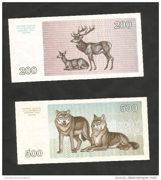 [NC] LATVIA / LITUANIA - 200 & 500 TALONU (1993) - LOT Of 2 DIFFERENT BANKNOTES - Lituania