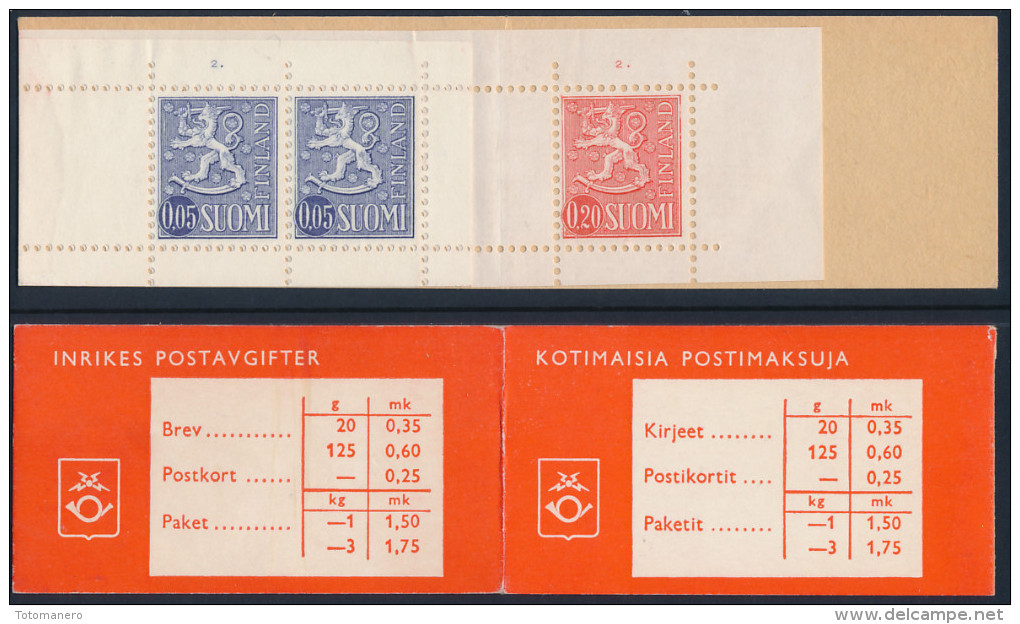 FINLAND/Finnland 1965 Coat Of Arms Lion, Slot Machine Booklet HA3** - Carnets