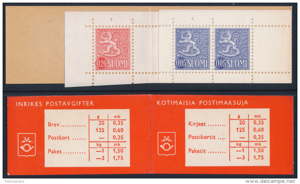 FINLAND/Finnland 1965 Coat Of Arms Lion, Slot Machine Booklet HA3** - Carnets