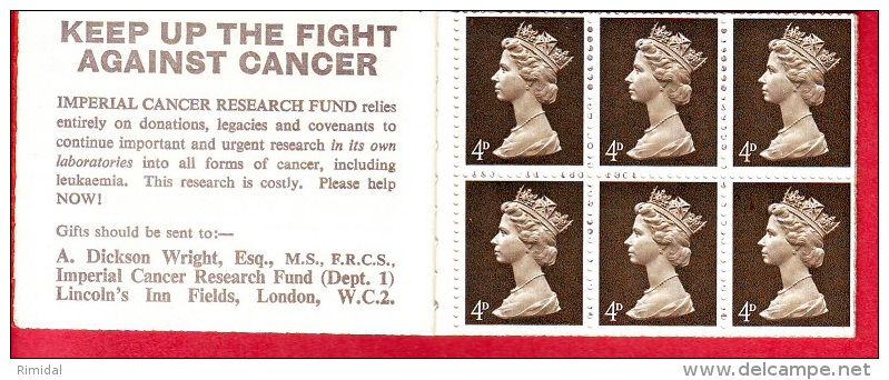 Great Britain, Booklet, Oxfam - Charity Stamps 18 At 4 D., 1968 - Booklets