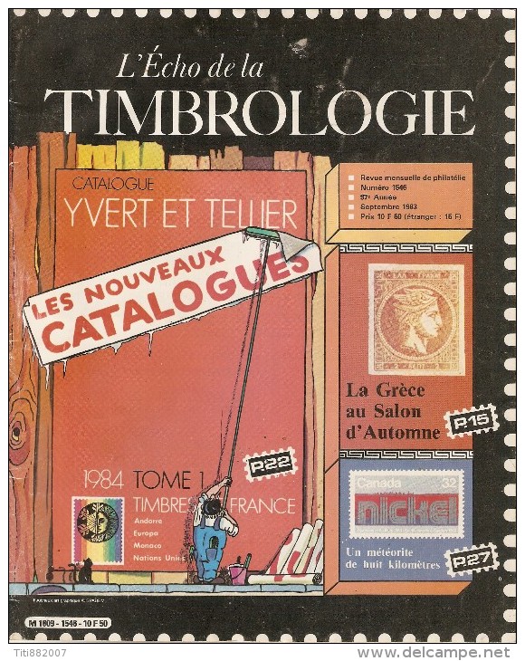 L' Echo De La Timbrologie   -   N° 1546  -  Septembre 1983 - Französisch (ab 1941)