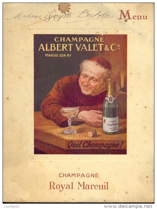 MENU - Champagne Albert Valet & Co - Royal Mareuil - Mareuil-sur-Ay  - 15 Dec. 1945 - Menus