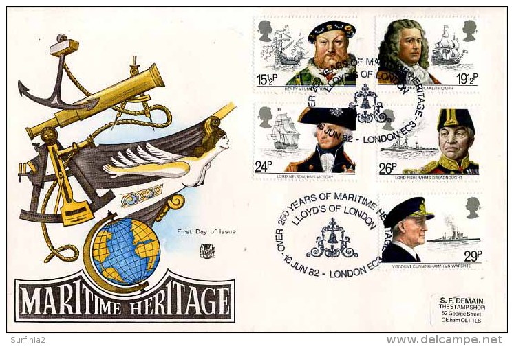 1982 MARITIME FDC - LLOYD'S P/M - 1981-1990 Decimal Issues