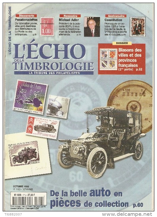 L' Echo De La Timbrologie   -   N° 1712  -   Octobre  1998 - French (from 1941)