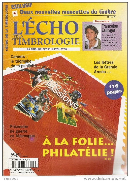 L' Echo De La Timbrologie   -   N° 1775  -   Juin  2004 - Französisch (ab 1941)