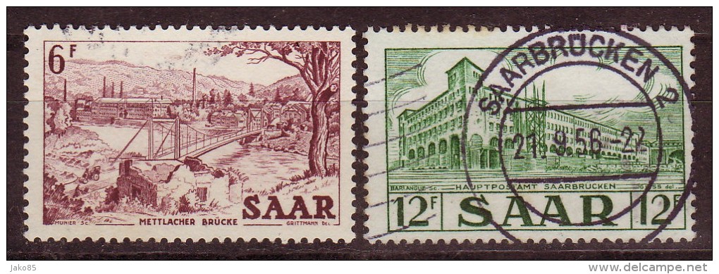 SARRE - 1952 - YT N° 310 + 312  - Oblitérés - - Usados