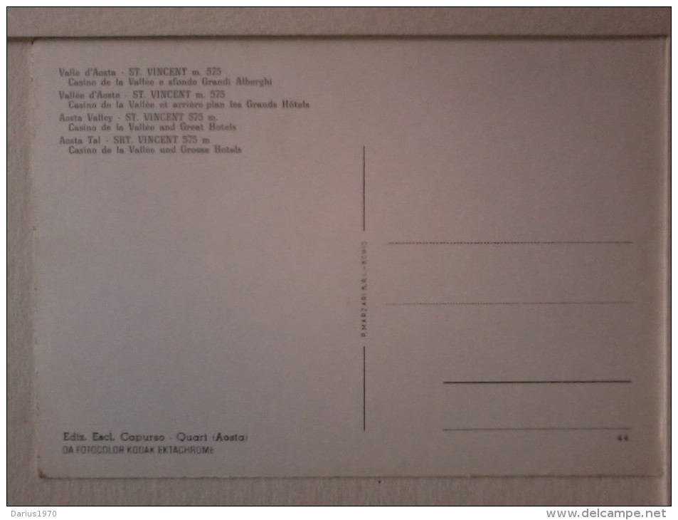 San Vincent - Casinò De La Vallèe E Sfondo Grandi Alberghi - Altri & Non Classificati