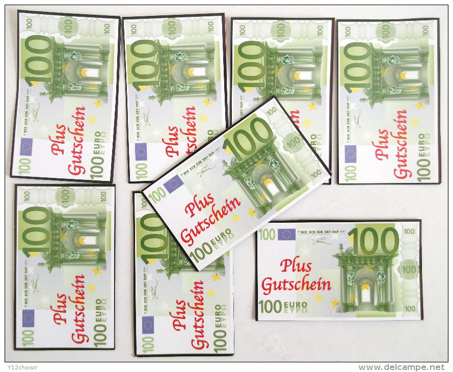 LOT DE 8 HUIT BILLETS SPECIMEN 100 EURO . FLYERS PUB PUBLICITE PAPIER GLACE - Fiktive & Specimen