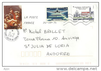 Collégiale Notre Dame De Melun, Sur Lettre Adressée En Andorre, Avec Timbre à Date Arrivée Au Recto Enveloppe. - Covers & Documents