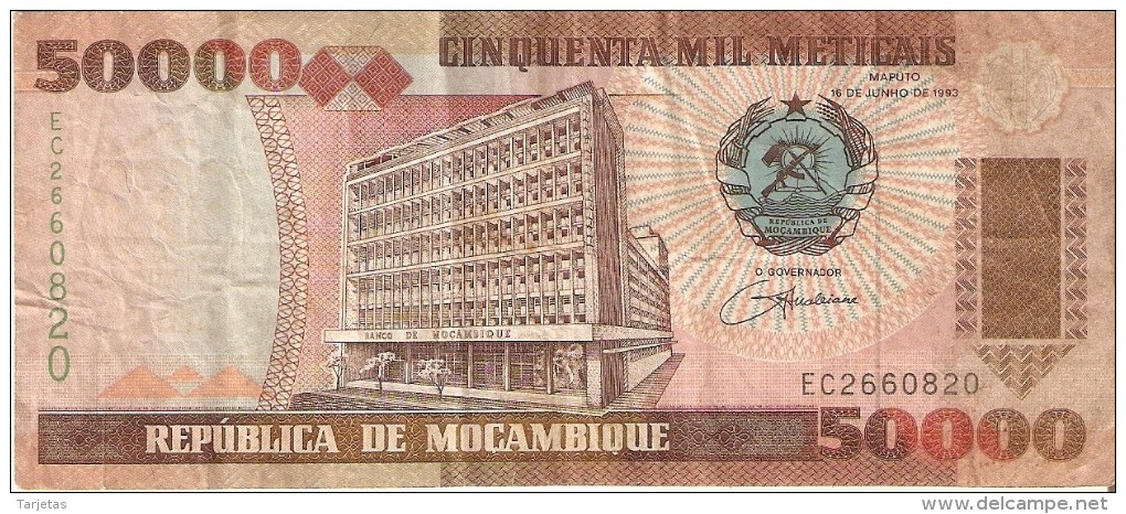BILLETE DE MOZAMBIQUE DE 50000 METICAIS DEL AÑO 1993 (BANKNOTE) - Moçambique