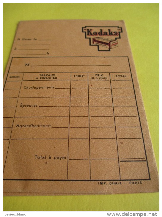 Enveloppes De Négatifs Et Tirages/Kodaks/Châteauroux/   /Vers 1930 - 1950      ENT21 - Autres & Non Classés