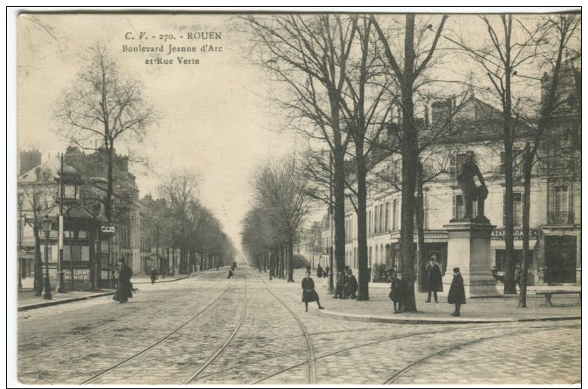 CV Postcard, Rouen, Boulevard Jeanne D'Arc Et Rue Verte, 270, Animee - Rouen