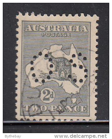 Australia Used Scott #45a 2p Kangaroo And Map, Grey Perfin: 'OS' With 11 Holes In 'S' - Oblitérés