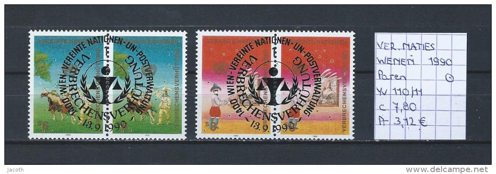 UNO - Wenen - 1990 - Yv. 110/11 In Paren Gest./obl./used - Usados