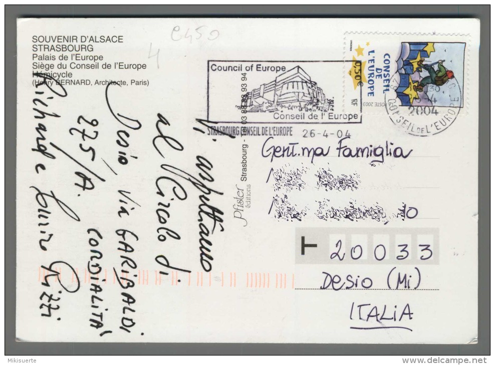 C450 FRANCE Postal History 2004 CONSEIL DE L EUROPE 0.50 Euro CACHET COUNCIL (m) - Storia Postale