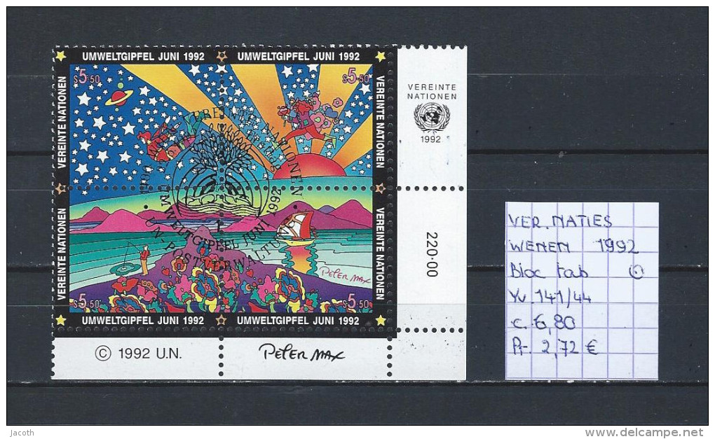 UNO - Wenen - 1992 - Yv. 141/44 In Bloc Van 4 Met Tab Gest./obl./used - Gebruikt