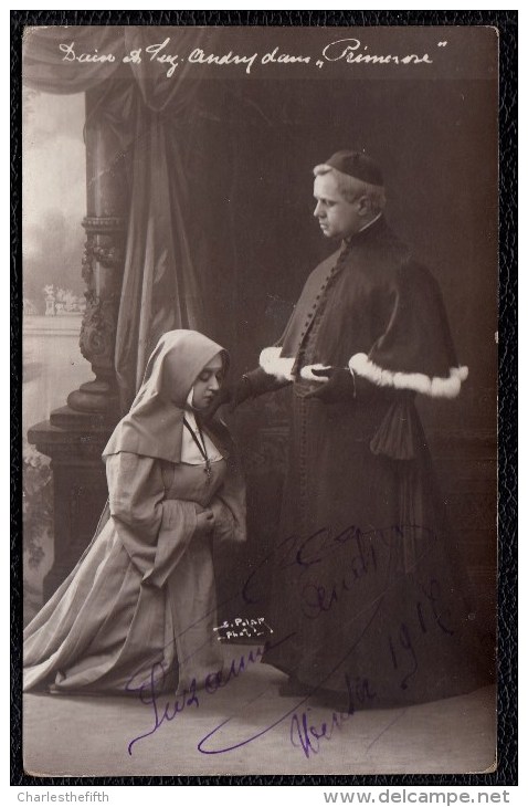 BRUXELLES THEATRE 1917 - * RARE !!! PHOTO DEDICASEE DES ARTISTES COMIQUES SUZANNE ANDRY & DAIX  * - Cafés, Hôtels, Restaurants