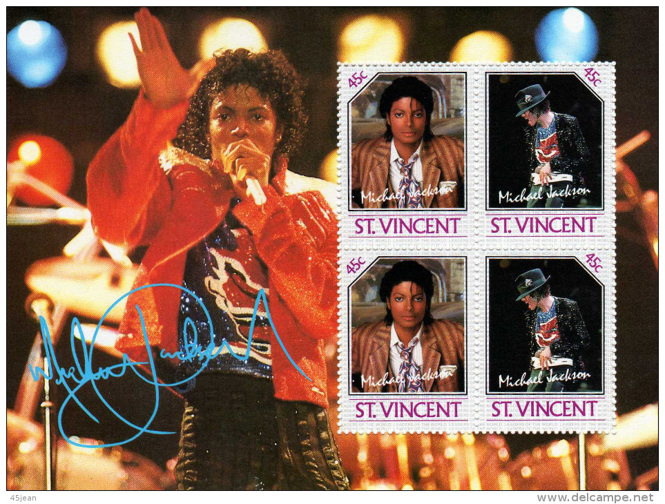 St Vincents: Bloc Feuillet Chanteur Michael Jackson - Sänger