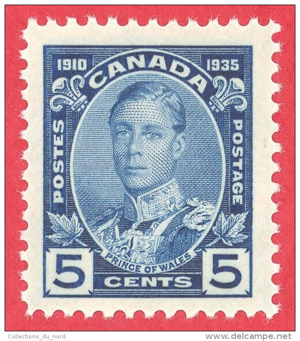 Canada #  214 - 5 Cents - Mint  N/H - Dated  1935 - Prince Of Wales / Prince De Galle - Neufs