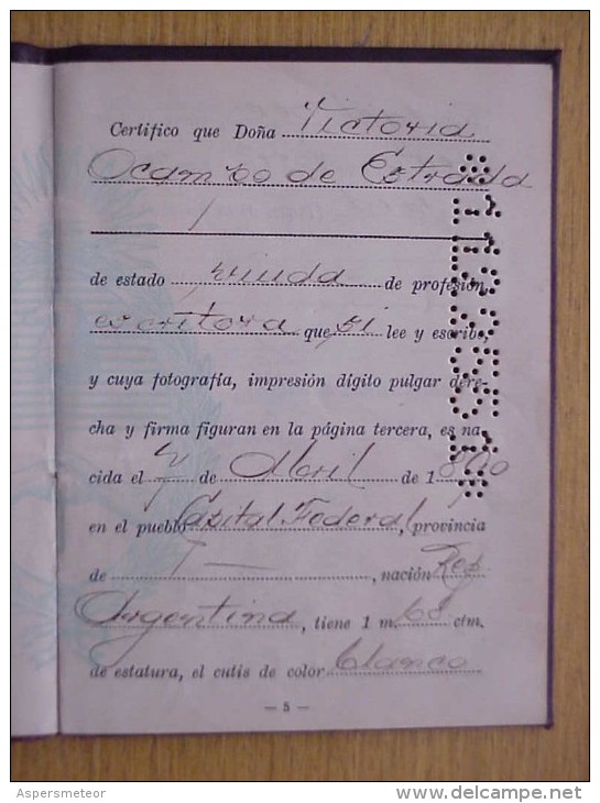 VICTORIA OCAMPO SUS ANTEOJOS LUGENE NEW YORK.  SU PASAPORTE  CARNETS DEL FONDO NACIONAL DE LAS ARTES - Documents Historiques