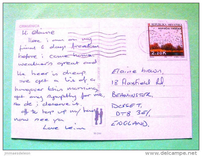 Croatia 1994 Postcard "Crikvenica" To England - Kopacki Trscak Nature Reserve - Birds - Croacia