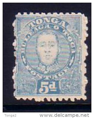 #454 - 1895 Early Tonga  SG 34 - 5d Blue Perf 12x12 - Cat £42.00 - Tonga (1970-...)