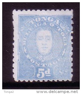 #104 - 1895 Early Tonga  SG 34b - 5d Pale Blue Perf 12x11 - Cat £24.00 - Tonga (1970-...)