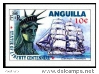 ANGUILLA 1985 Ship Danmark Liberty 10c. IMPERF. Bicentennial Denmark-related    [non Dentelé,Geschnitten,no Dentado] - Anguilla (1968-...)