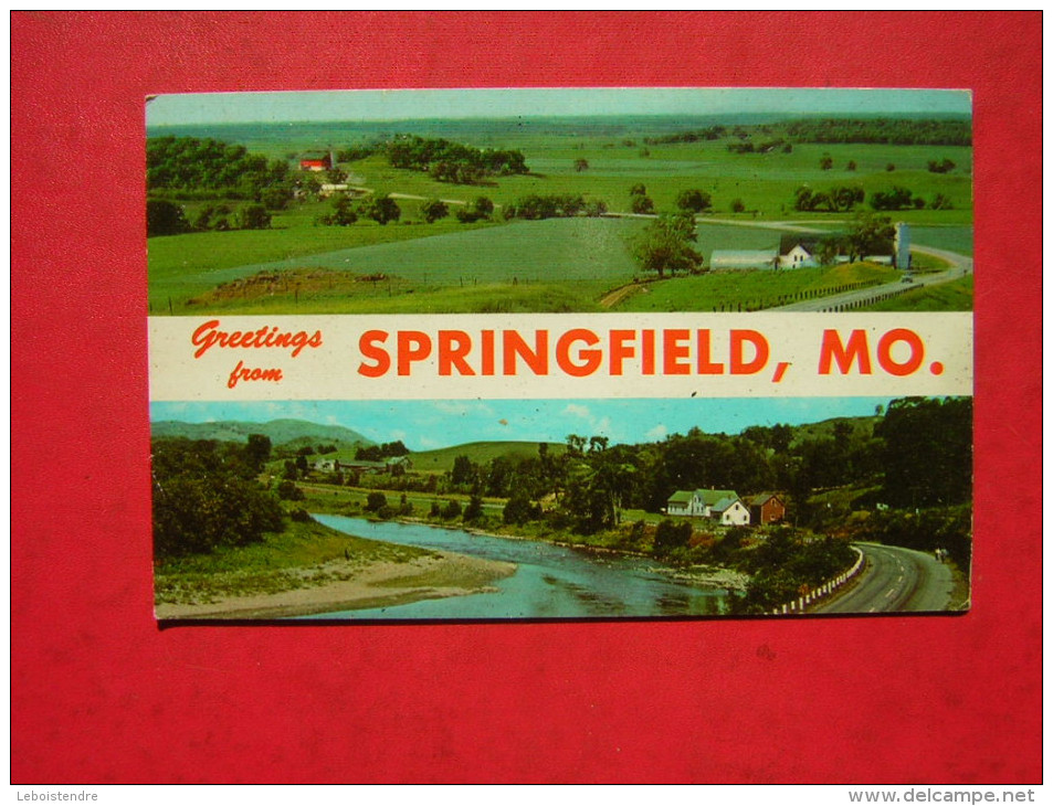 CPSM   ETATS UNIS  GREETINGS SPRINGFIELD MO    MULTI VUES     VOYAGEE 197?  TIMBRE AVIATION - Springfield