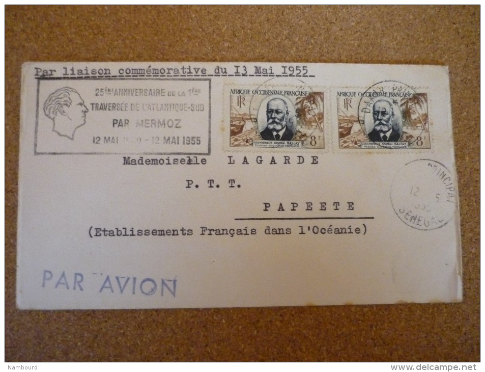 25-e Anniversaire De La Première Traversée De L'Atlantique Sud Par Mermoz 12/05/1955 - Eerste Vluchten