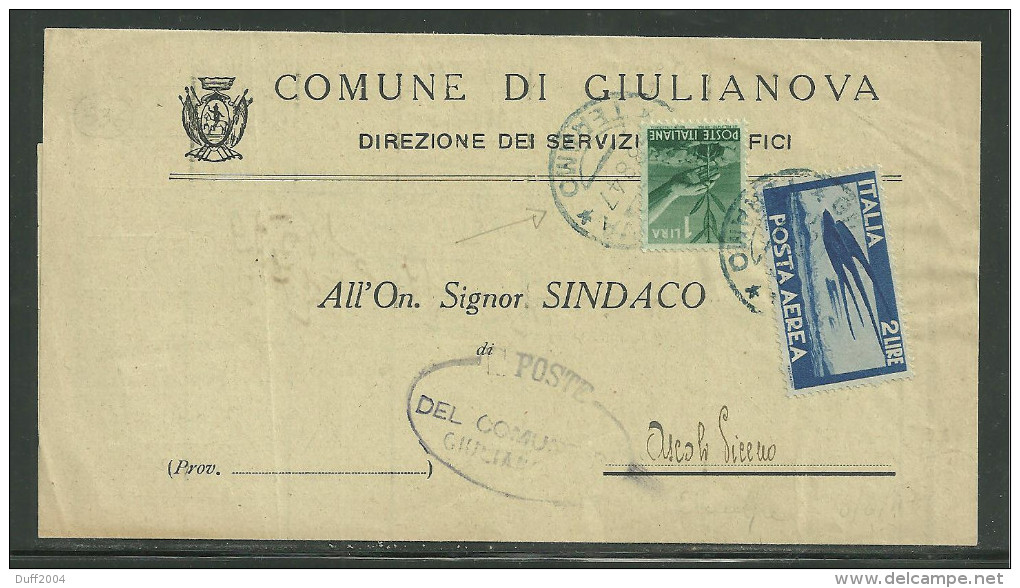 DA GIULIANOVA A ASCOLI PICENO - 8.8.1947 - 1946-60: Storia Postale