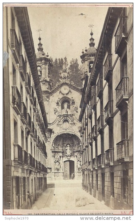 PHOTO ALBUMINEE AVANT 1900 - FORMAT 11 X 16 Sur Carton - SPANIA - ESPAGNE -SAN SEBASTIEN - Eglise Santa Maria - Ste Mari - Autres & Non Classés