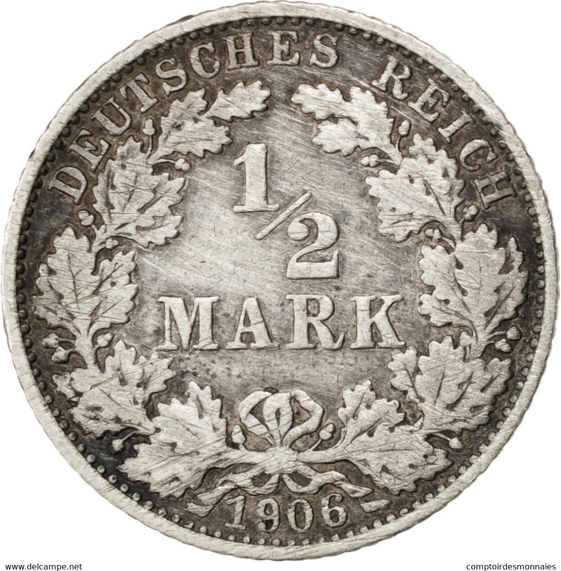 Monnaie, GERMANY - EMPIRE, 1/2 Mark, 1906, TTB, Argent, KM:17 - 1/2 Mark