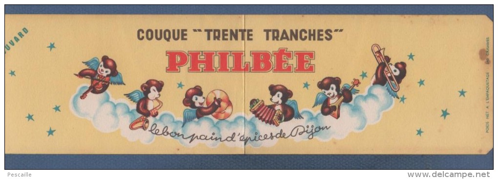 RARE BUVARD COUQUE TRENTE TRANCHES PHILBEE LE BON PAIN D'EPICES DE DIJON - 30.9 X 8.6 Cm - Peperkoeken