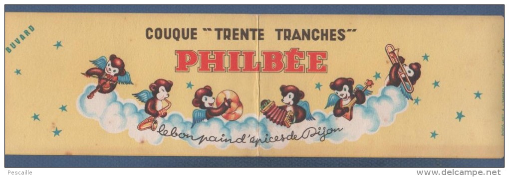 RARE BUVARD COUQUE TRENTE TRANCHES PHILBEE LE BON PAIN D´EPICES DE DIJON - 30.9 X 8.6 Cm - Peperkoeken