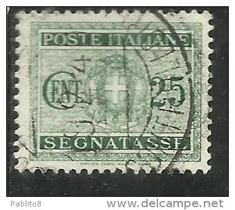 ITALIA REGNO ITALY KINGDOM 1934 SEGNATASSE TAXES DUE TASSE STEMMA CON FASCI COAT OF ARMS CENT. 25 USATO USED - Strafport