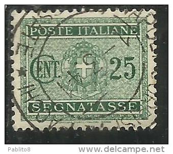 ITALIA REGNO ITALY KINGDOM 1934 SEGNATASSE TAXES DUE TASSE STEMMA CON FASCI COAT OF ARMS CENT. 25 USATO USED - Strafport