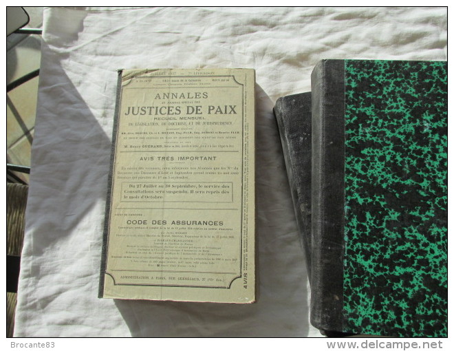 3 ANNALES DE JUSTICES ET DE PAIX RECUEIL MENSUEL DE 2 DE 1937 ET UN DE 1939 PAR H GUERARD - Droit