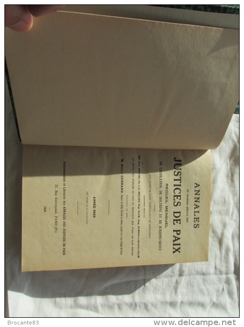 3 ANNALES DE JUSTICES ET DE PAIX RECUEIL MENSUEL DE 2 DE 1937 ET UN DE 1939 PAR H GUERARD - Right