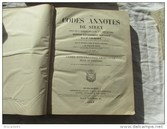 CODE ANNOTE DE SIREY PAR P GILBERT 1854 - Recht