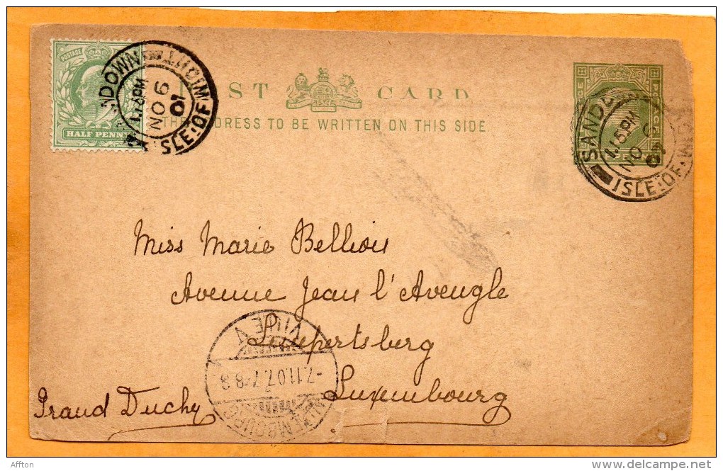 UK 1907 Card Mailed To Luxembourg - Altri & Non Classificati