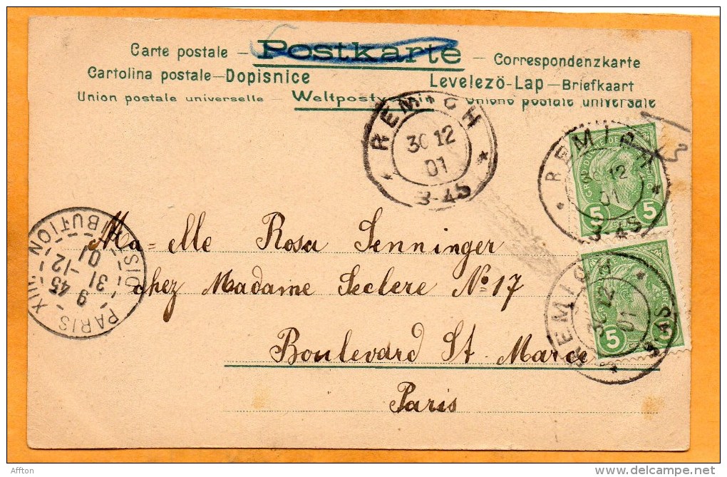 Luxembourg 1901 Postcard Mailed - 1895 Adolphe Rechterzijde