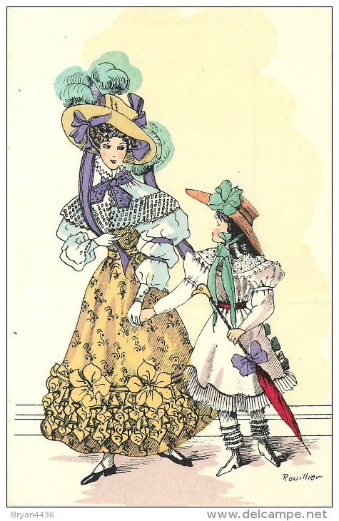 Rouillier - Illustrateur - Thème; La Mode - Histoire Du Costume - ** Restauration - 1827 ** -  Cpa En Très Bon état. - Rouillier