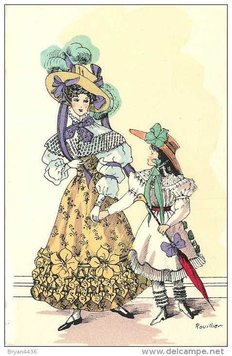 Rouillier - Illustrateur - Thème; La Mode - Histoire Du Costume - ** Restauration - 1827 ** -  Cpa En Très Bon état. - Rouillier