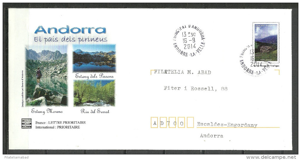 ANDORRA-CORREO FRANCES CARTA CIRCULADA  AL INTERIOR DE  ANDORRA (B.. C-09-14) - Covers & Documents