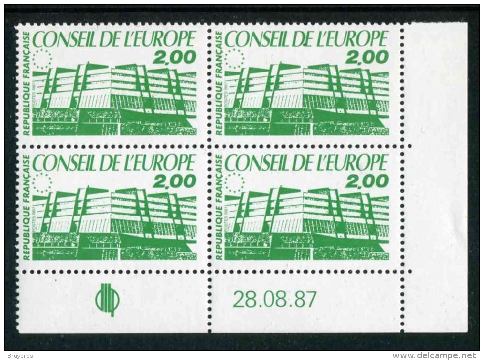 Bloc De 4 Timbres** De 1987  "2,00 F - Conseil De L´Europe" Avec Date 28.08.87 - Service