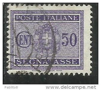 ITALIA REGNO ITALY KINGDOM 1934 SEGNATASSE TAXES DUE TASSE STEMMA CON FASCI COAT OF ARMS CENT. 50 USATO USED - Strafport